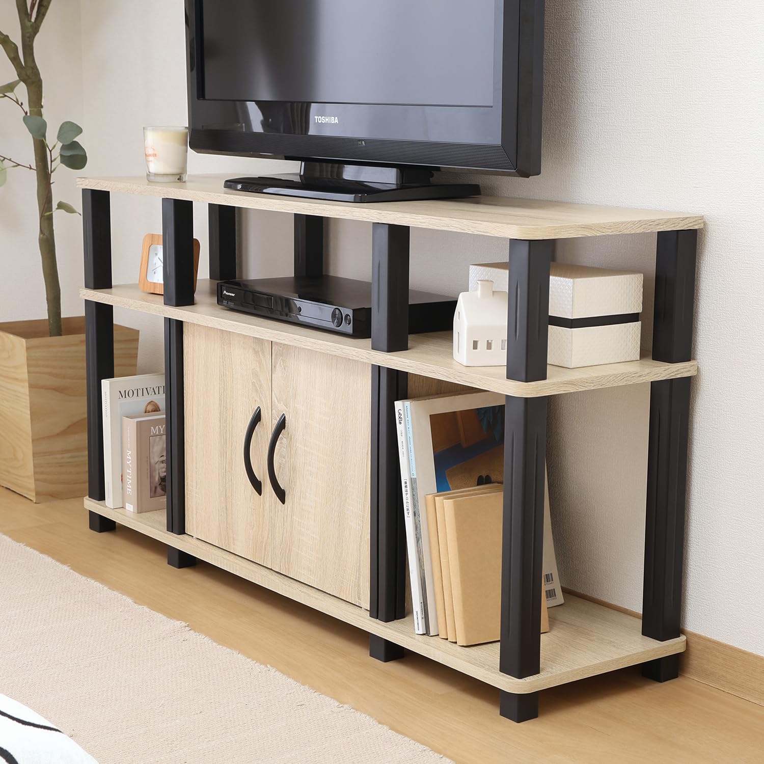 Amazon.co.jp: 不二貿易 テレビ台 工具不要で組み立て簡単 幅110×奥行